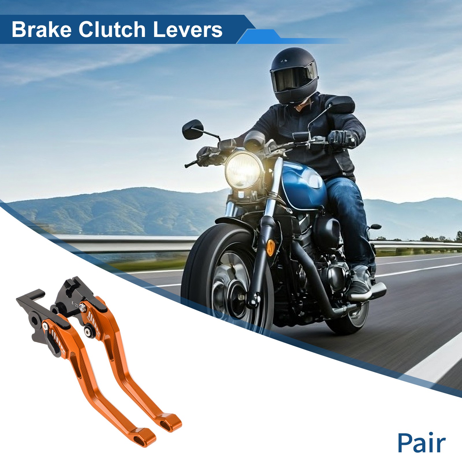 6-Speed Adjustable Brake Clutch Levers for Kawasaki Z400 2019-2023 Orange