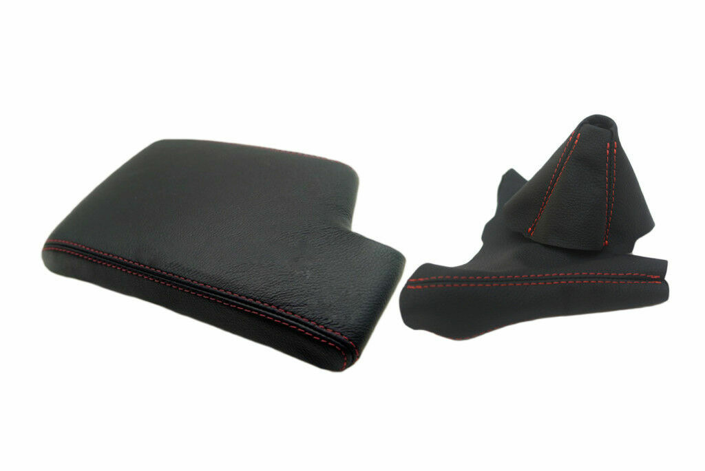 Fits 2005-2013 BMW E90 PVC Console Automatic & E Brake Boot Cover Red Stitch