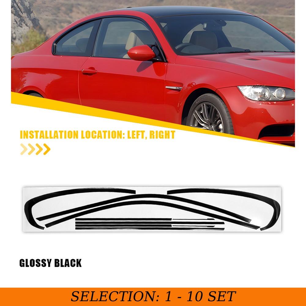 1-10Set Chrome Delete Window Molding Sticker For BMW 3 Series Coupe 07-13 Black