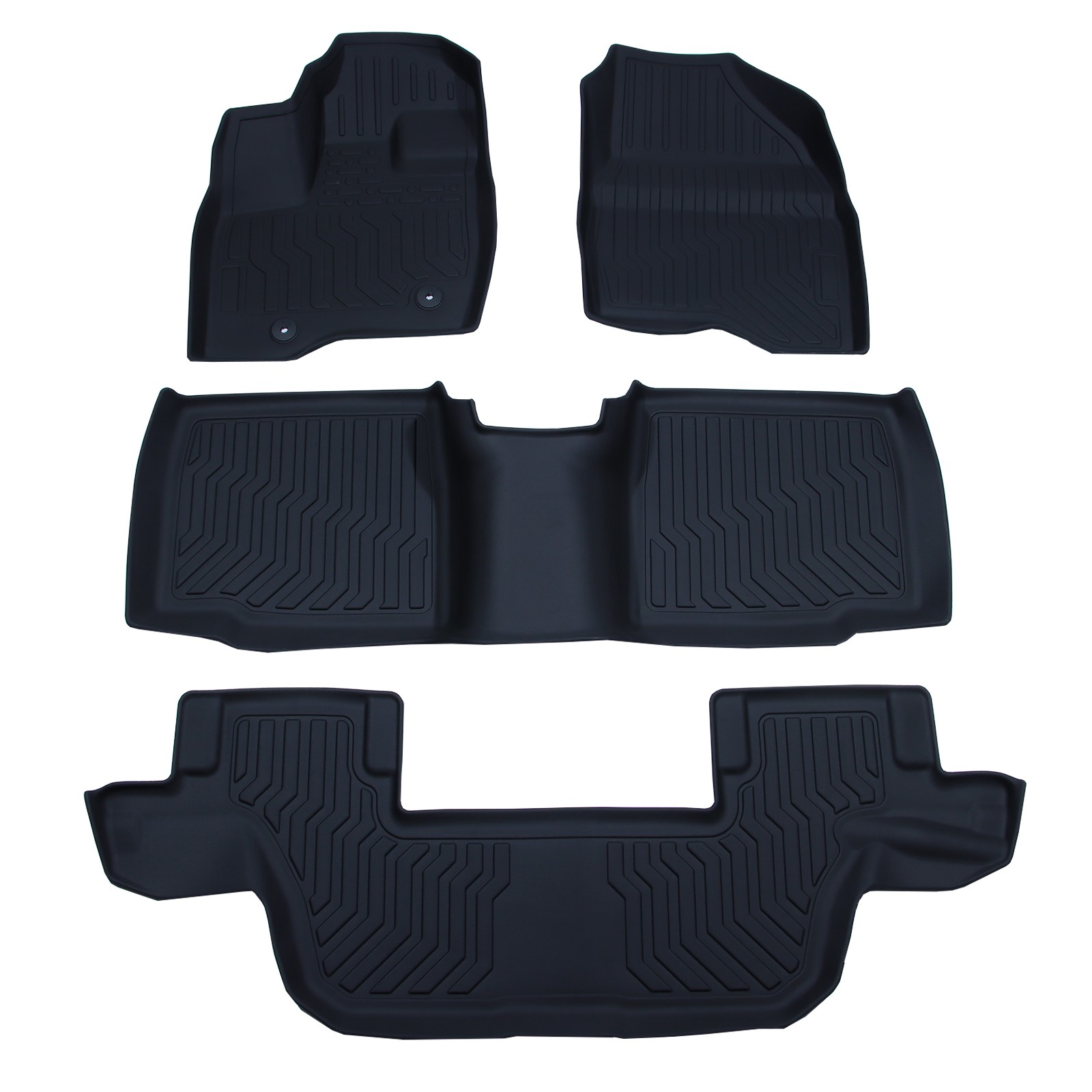 Floor Mats 3 Rows Liner For 2011-2014 Ford Explorer Bench Seating All Weather