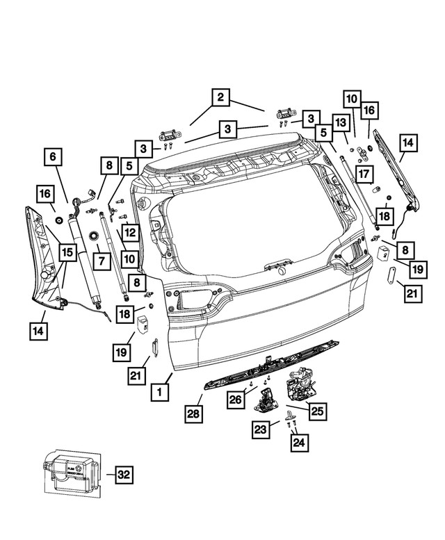 Genuine Mopar Power Lift-Gate Motor And Gear Left 68103064AC