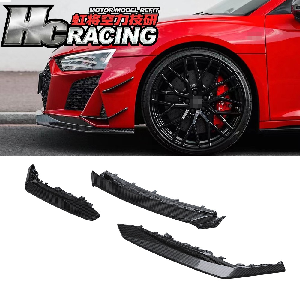 3PCS Dry Carbon Fiber Front Bumper Lip Chin Spoiler For 2020 UP Audi R8 P Style