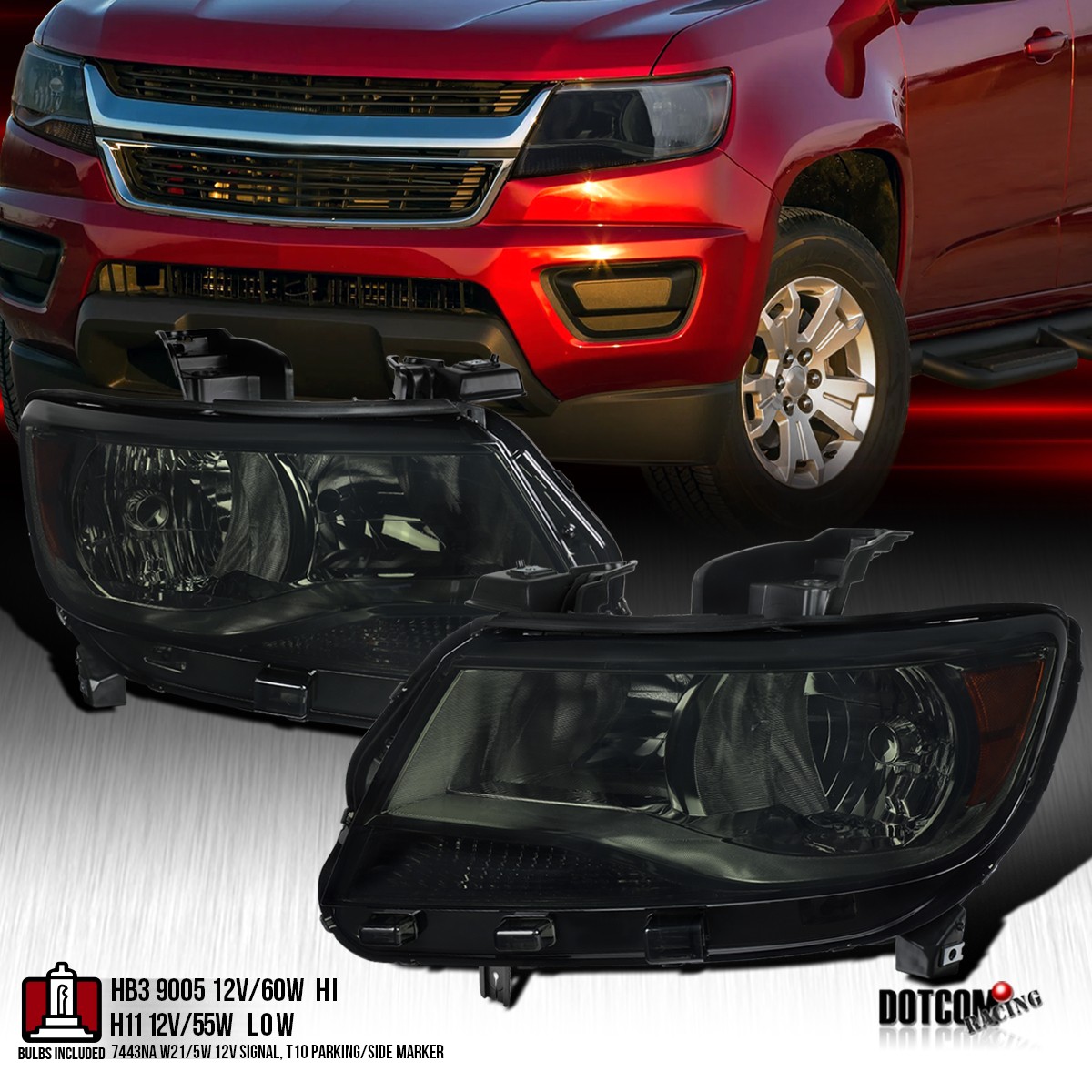 Fit 2015-2022 Chevy Colorado Smoke Factory Halogen Headlights Lamps Left+Right Fit 2015-2022 Chevy Colorado Smoke Factory Halogen Headlights Lamps Left+Right