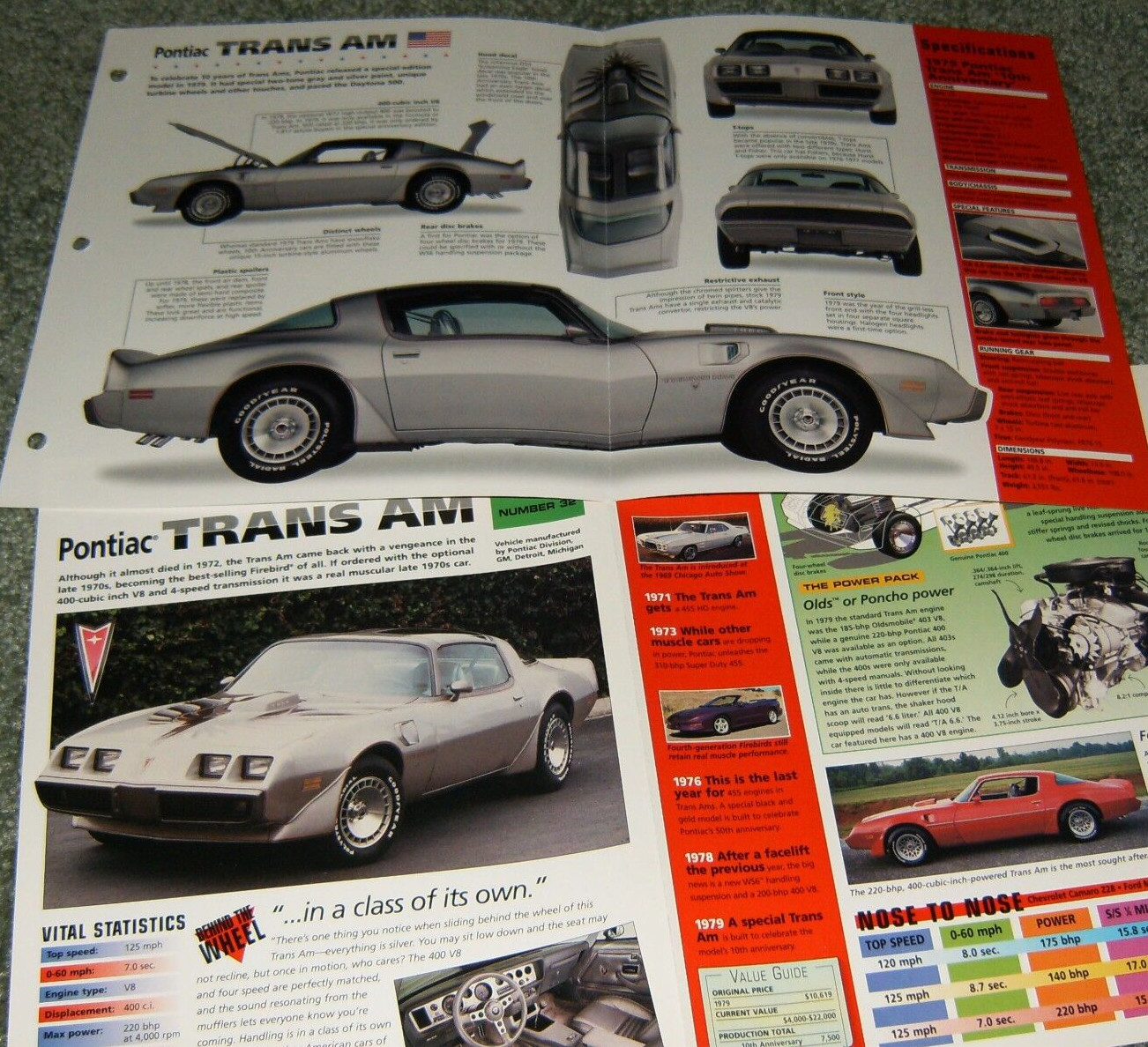 1979 Pontiac Trans Am 10th Anniversary Brochure Specs Inf Firebird Silver T/A TA