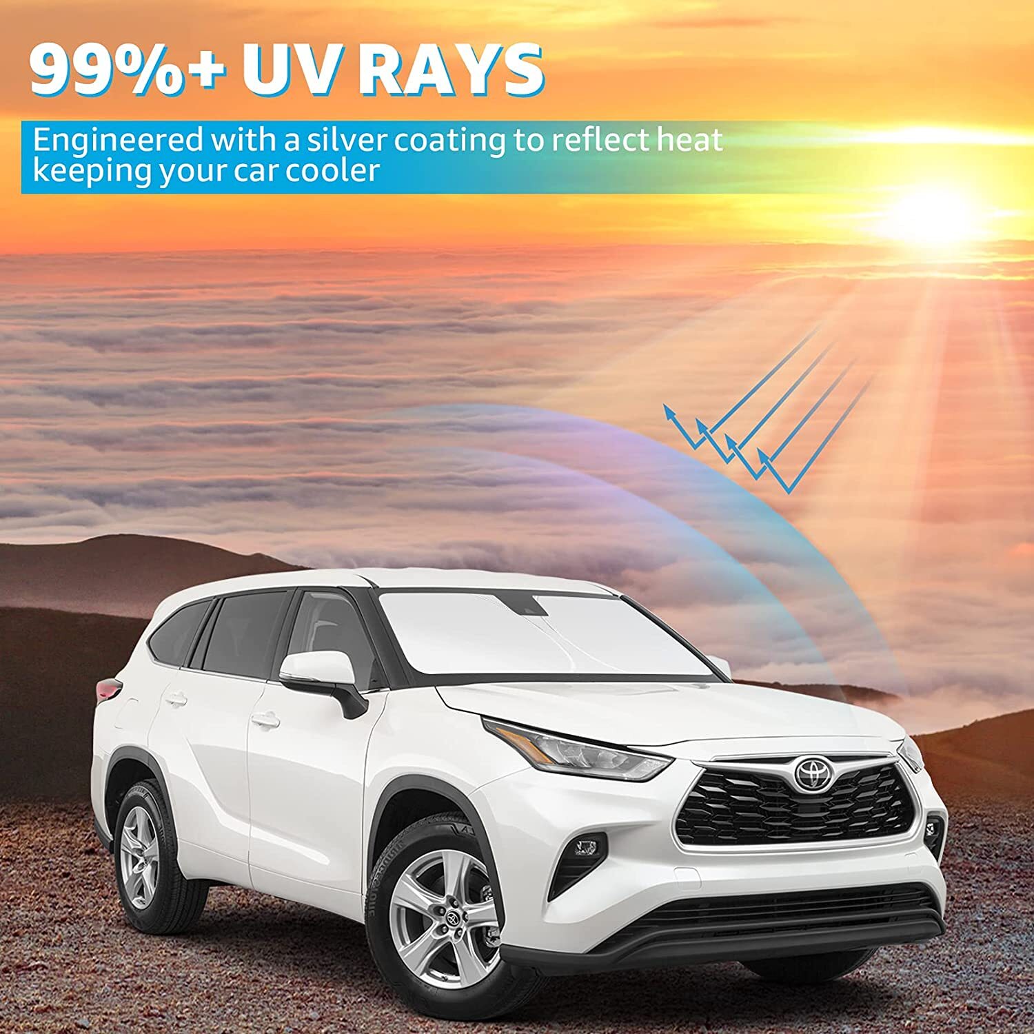 Custom Fit Car Windshield Sun Shade Shield Cover For 2001-23 Toyota Highlander🎁 Custom Fit Car Windshield Sun Shade Shield Cover For 2001-23 Toyota Highlander🎁