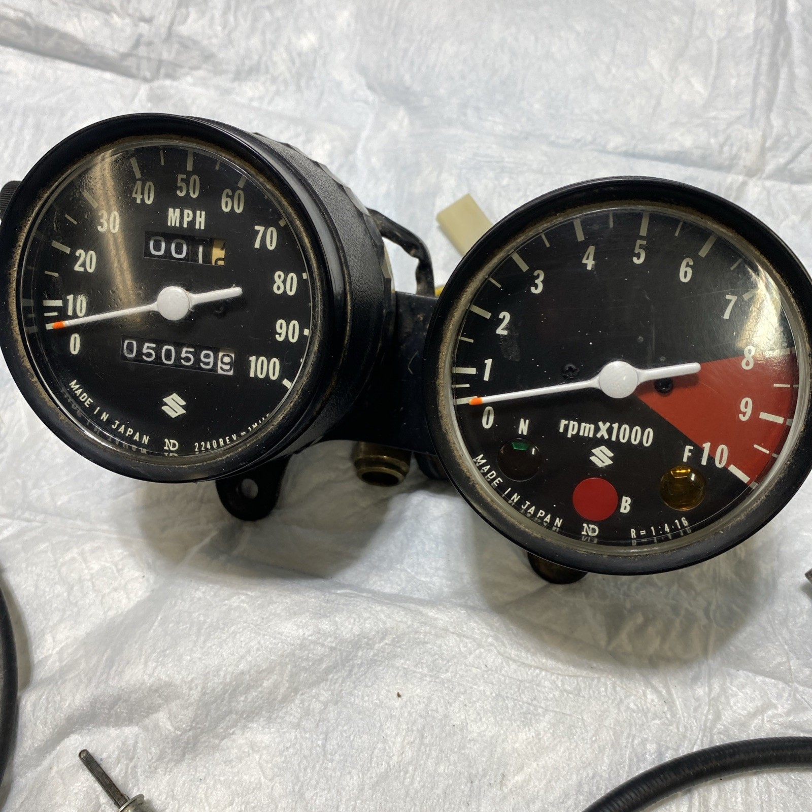 1974 Suzuki RV125 Van Van Speedometer & Tachometer & Cables- Tested  nice   D1