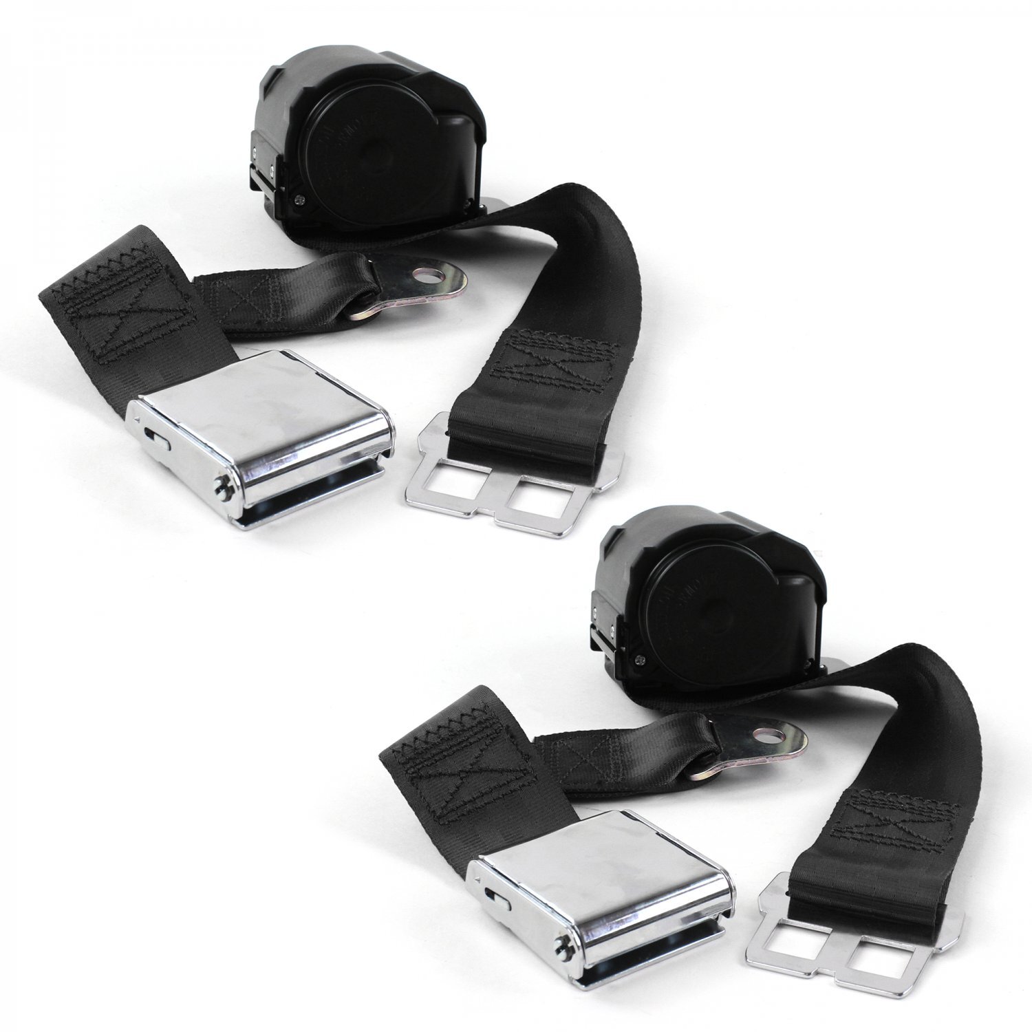 Ford Truck 1935 - 1941  Airplane 2pt Black Retractable Bucket Seat Belt Kit - 2 