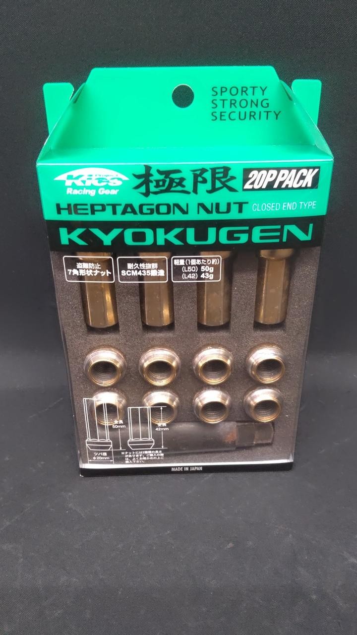 KYO-EI Kics HPF1A-L42 Heptagon Lug Nuts M12 x P1.5 42mm Set of 20