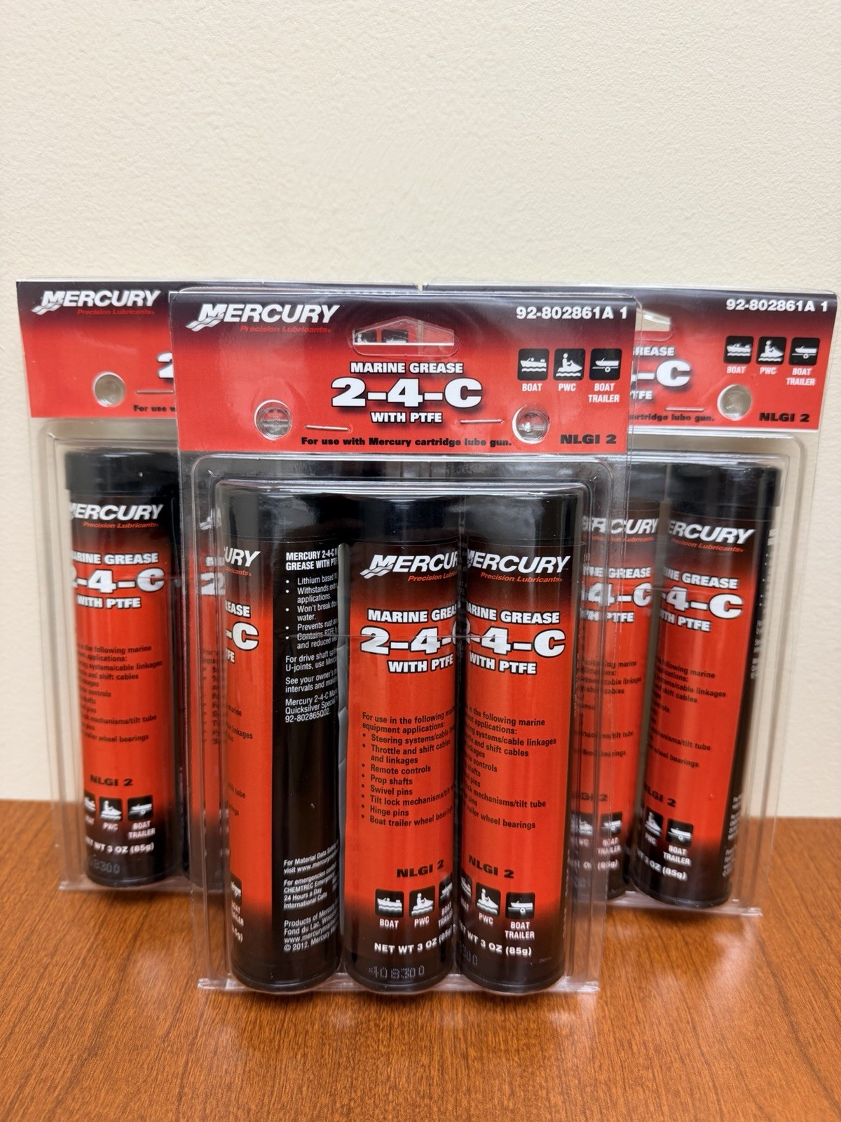 Mercury Quicksilver Marine Grease 2-4-C with PTFE, 3-3 oz tubes, 3-Packs