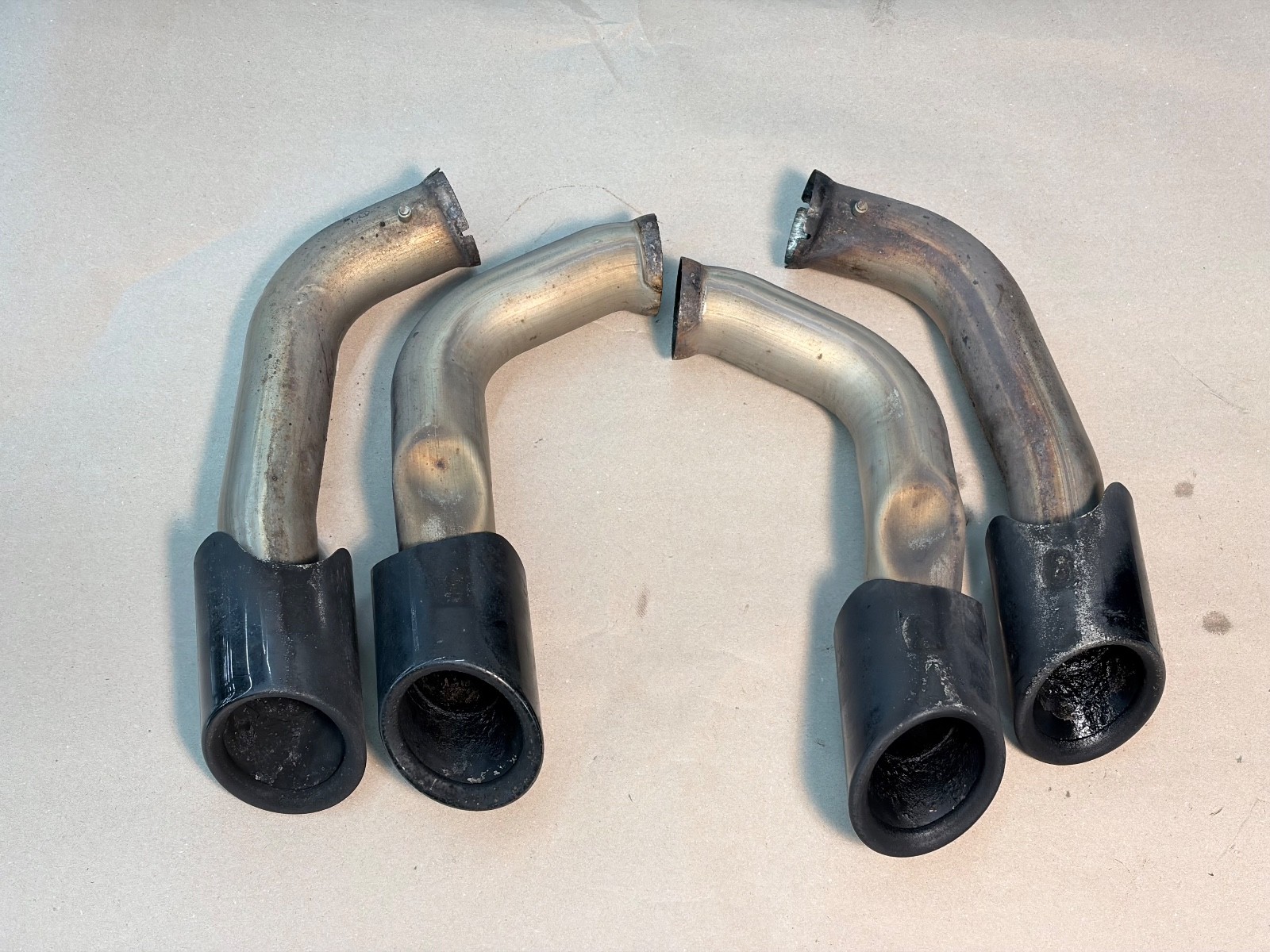 15-18 Porsche Cayenne GTS Turbo S Sport Exhaust Muffler Tips Black 958 OEM Set