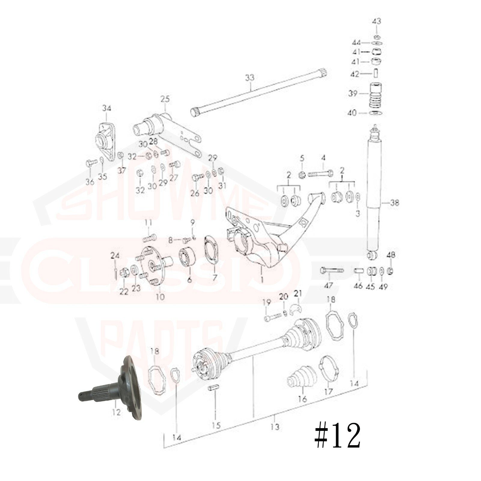 Rear Driveshaft Axle for 1969-1973 69-73 Porsche 911 912 