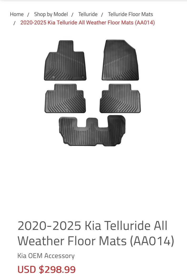 2020-2025 Kia Telluride All Weather Floor Mats (AA014)