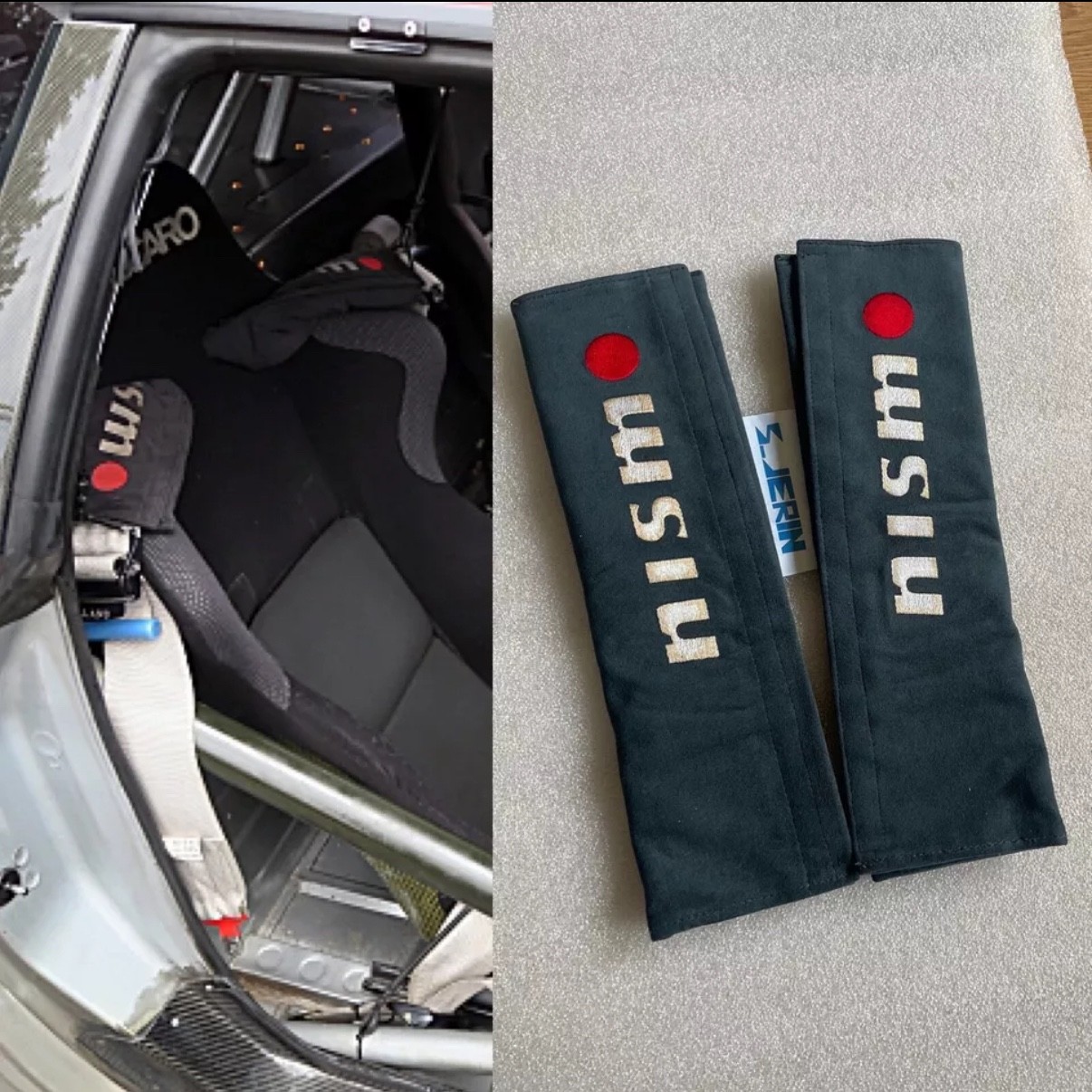 Nismo Mid Logo Alcantara JGTC GT500 Harness Seat Belt Pads Rare R32 R33 R34 S15 Nismo Mid Logo Alcantara JGTC GT500 Harness Seat Belt Pads Rare R32 R33 R34 S15