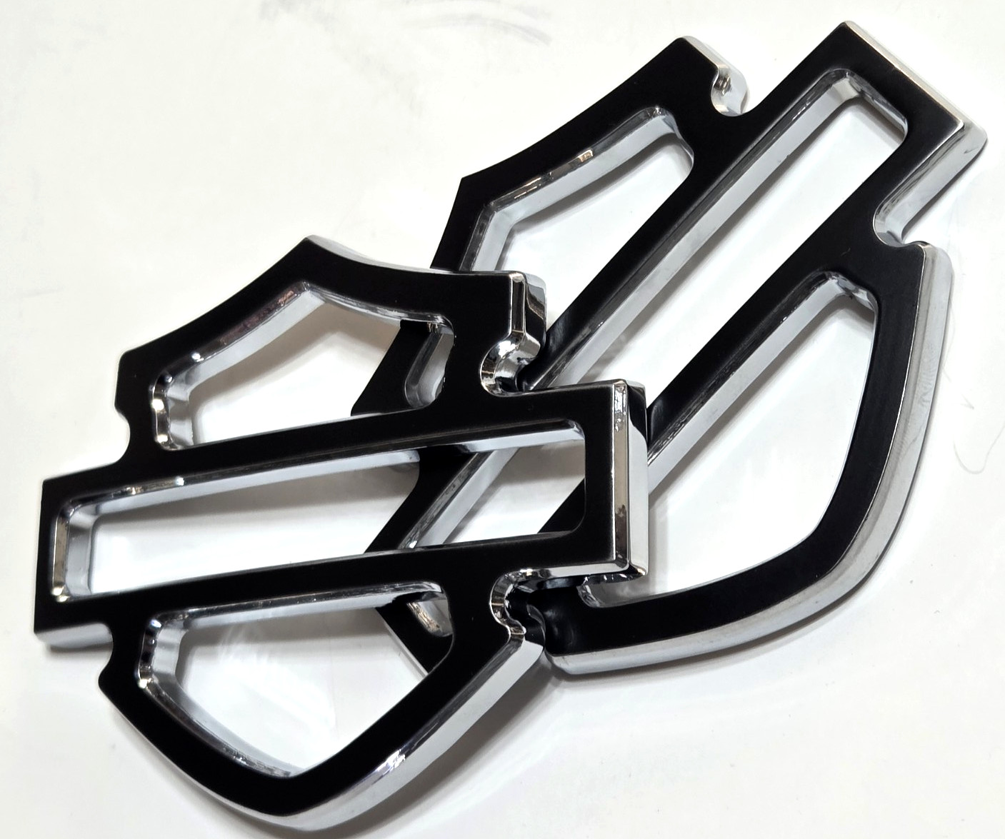 New Harley Davidson CVO 3D Black Chrome Tank Emblem Badge 2pcs Metal w/ Adhesive