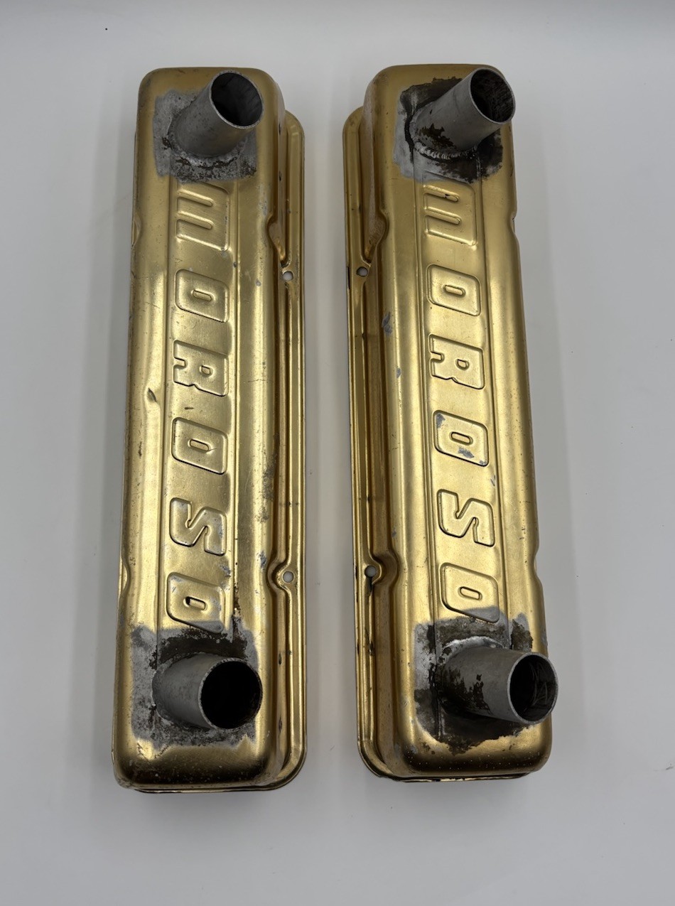 Vintage Moroso Gold Valve Covers SBC Aluminum