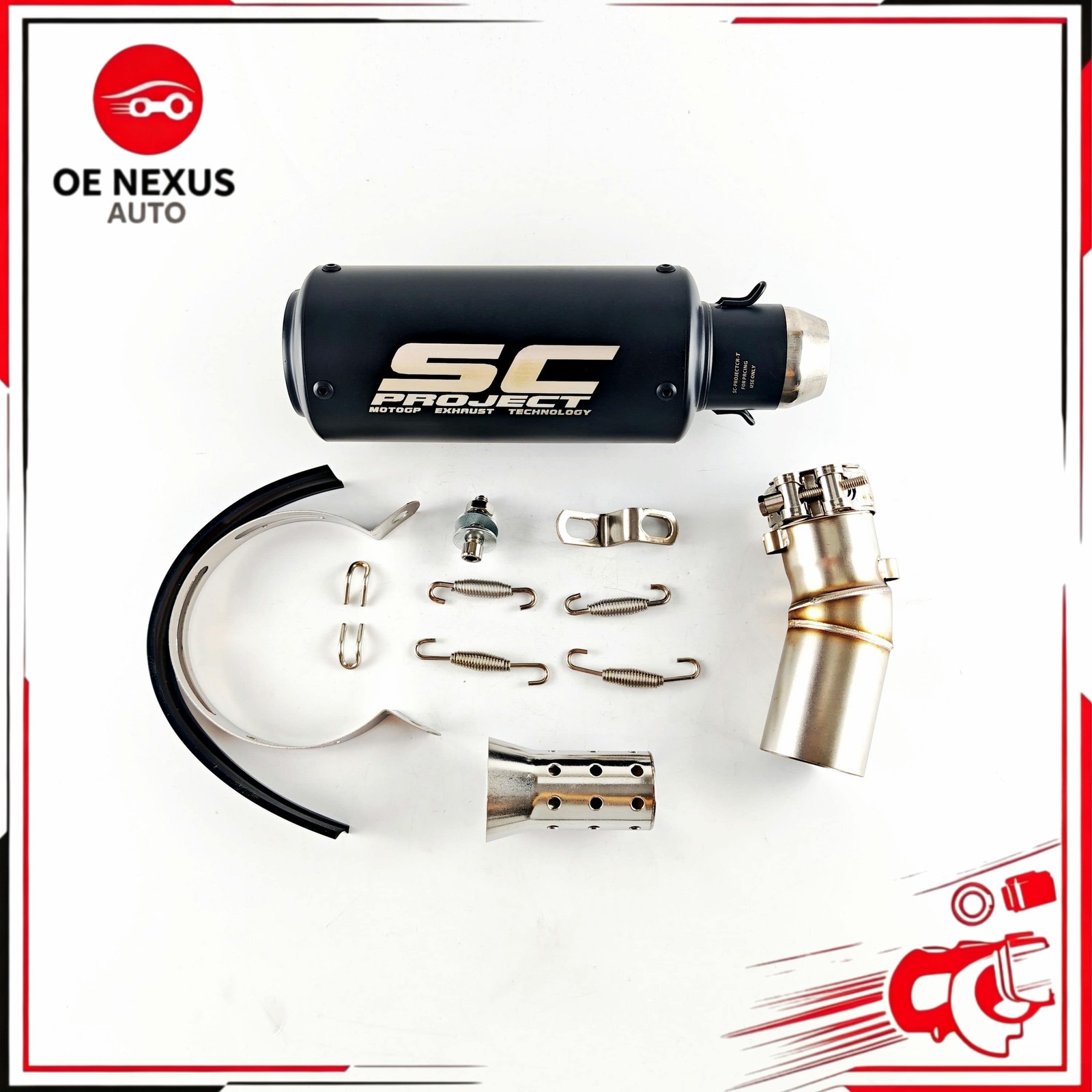 Black Exhaust Mid Pipe Slip‑on Muffler For CFMoto 450SR 450SS 450NK 2022‑2026