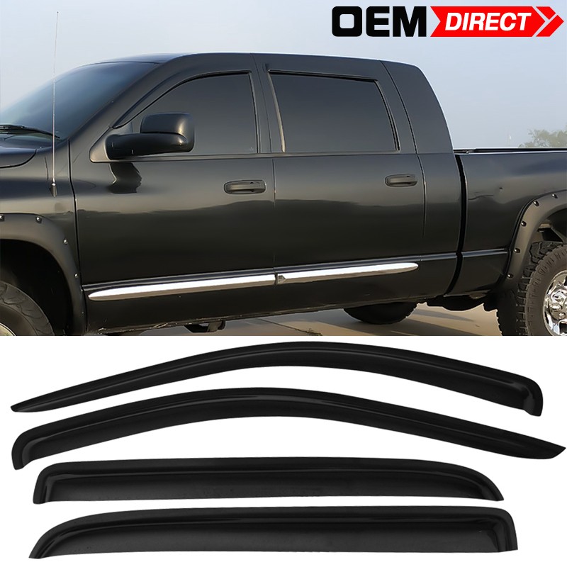 Fits 06-09 Dodge Ram 1500 2500 3500 Extended Cab Acrylic Slim Window Visors 4PCS