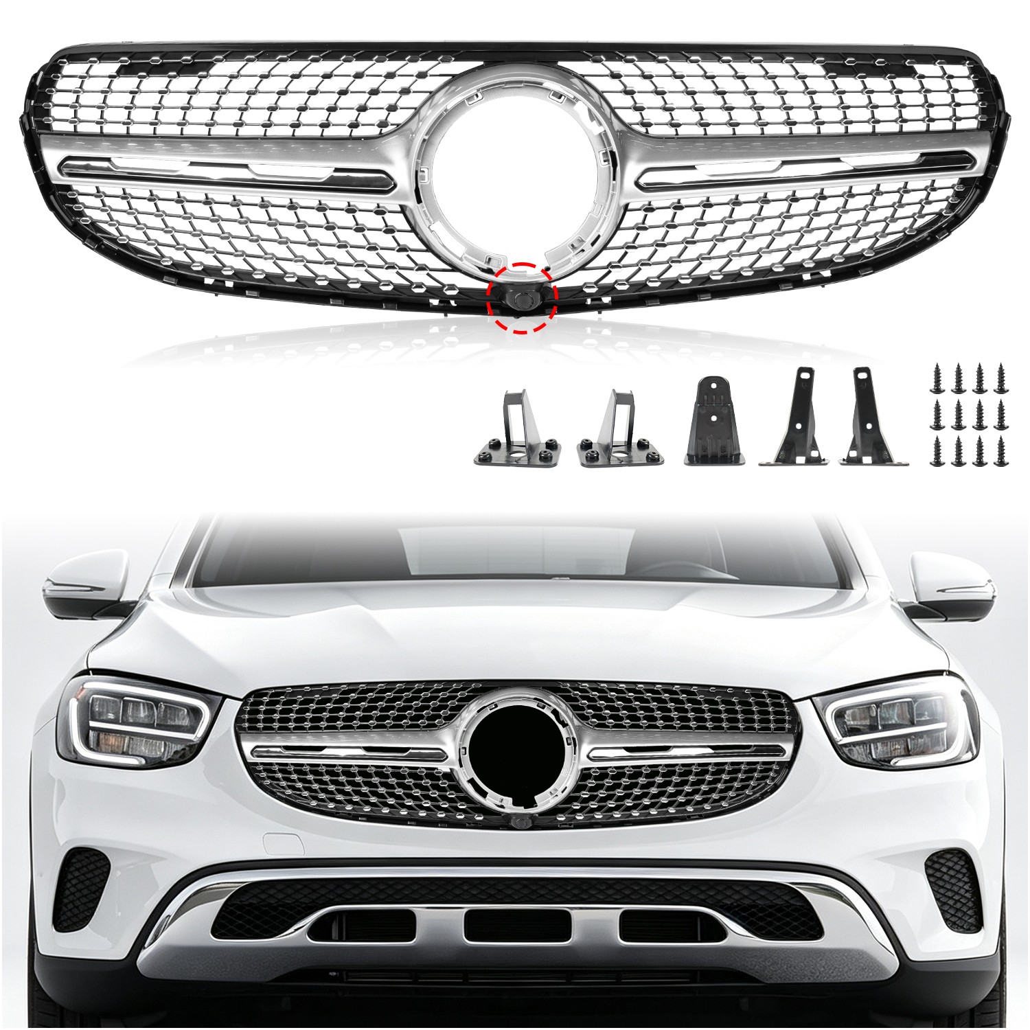 Facelift Grille For 2020-2023 Mercedes-Benz W/X253 GLC-Class Diamond Style Grill
