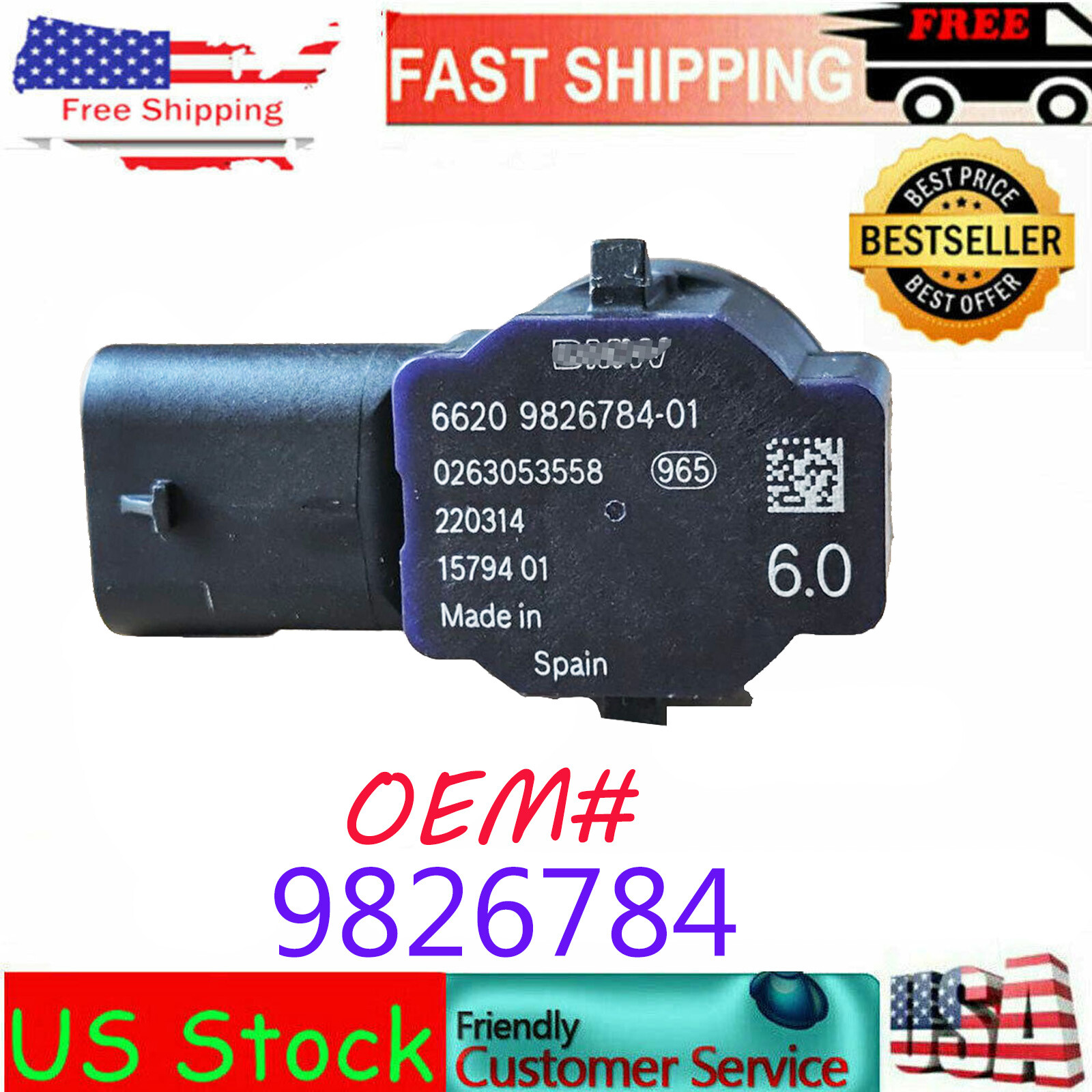 For 2019-2024 BMW BUMPER ULTRASONIC PDC BUMPER PARKING SENSOR 9826784 OEM NEW