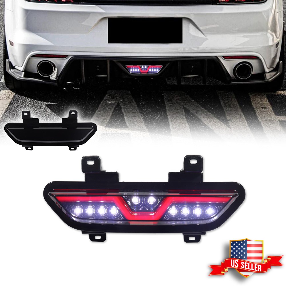 Smoked Lens LED Rear Fog Lamp/F1 Strobe Reverse Light For 2015-2017 Ford Mustang