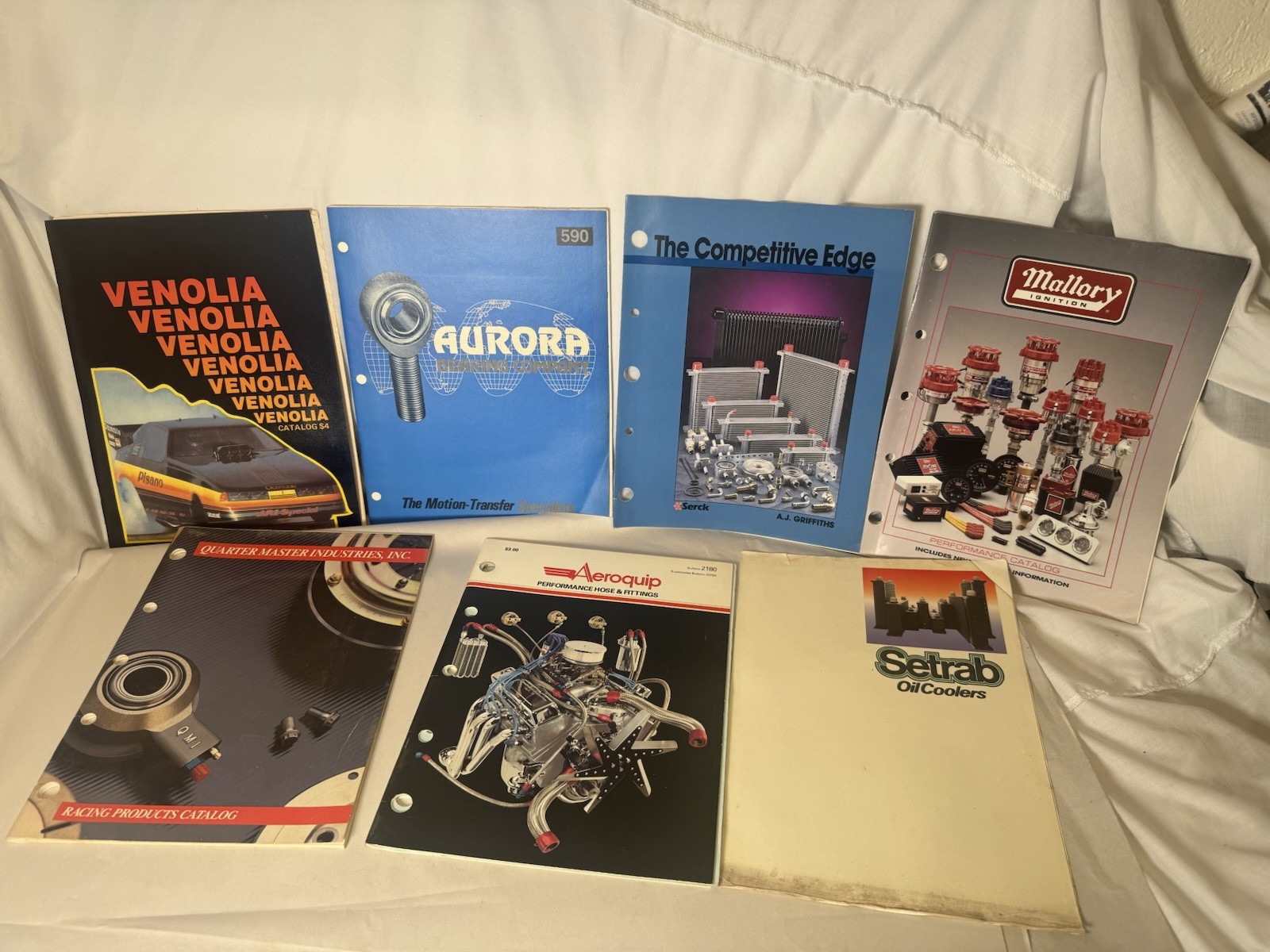 Lot of 7 Vintage Racing Parts Catalogs Mallory Venolia Aeroquip Setrab 1980s