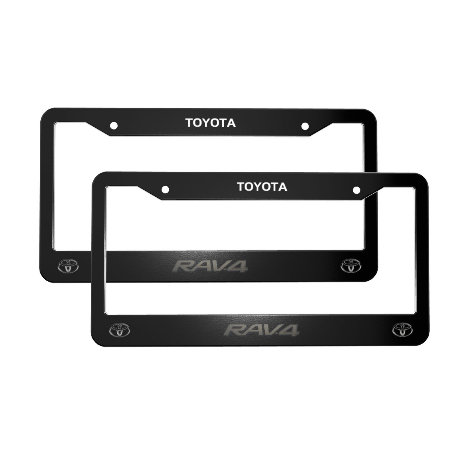 Toyota RAV4 2 Pack Stainless Steel Rust-Proof License Plate Frame Holder Black