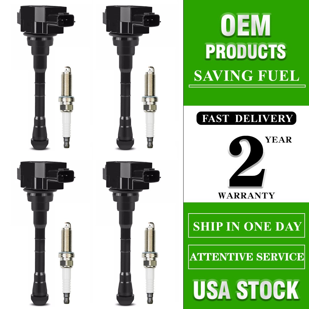 4x Ignition Coil 4x IRIDIUM Spark Plug for 19-21 Nissan Altima Rogue 2.5L UF861