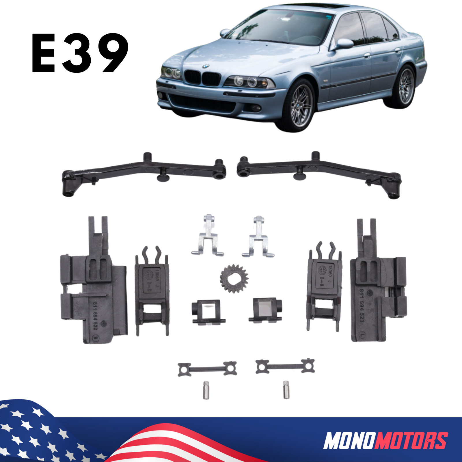 Sunroof Parts For BMW 5 Series E39 SUNROOF REPAIR KIT HIGH QUALITY 15PCS SET Sunroof Parts For BMW 5 Series E39 SUNROOF REPAIR KIT HIGH QUALITY 15PCS SET