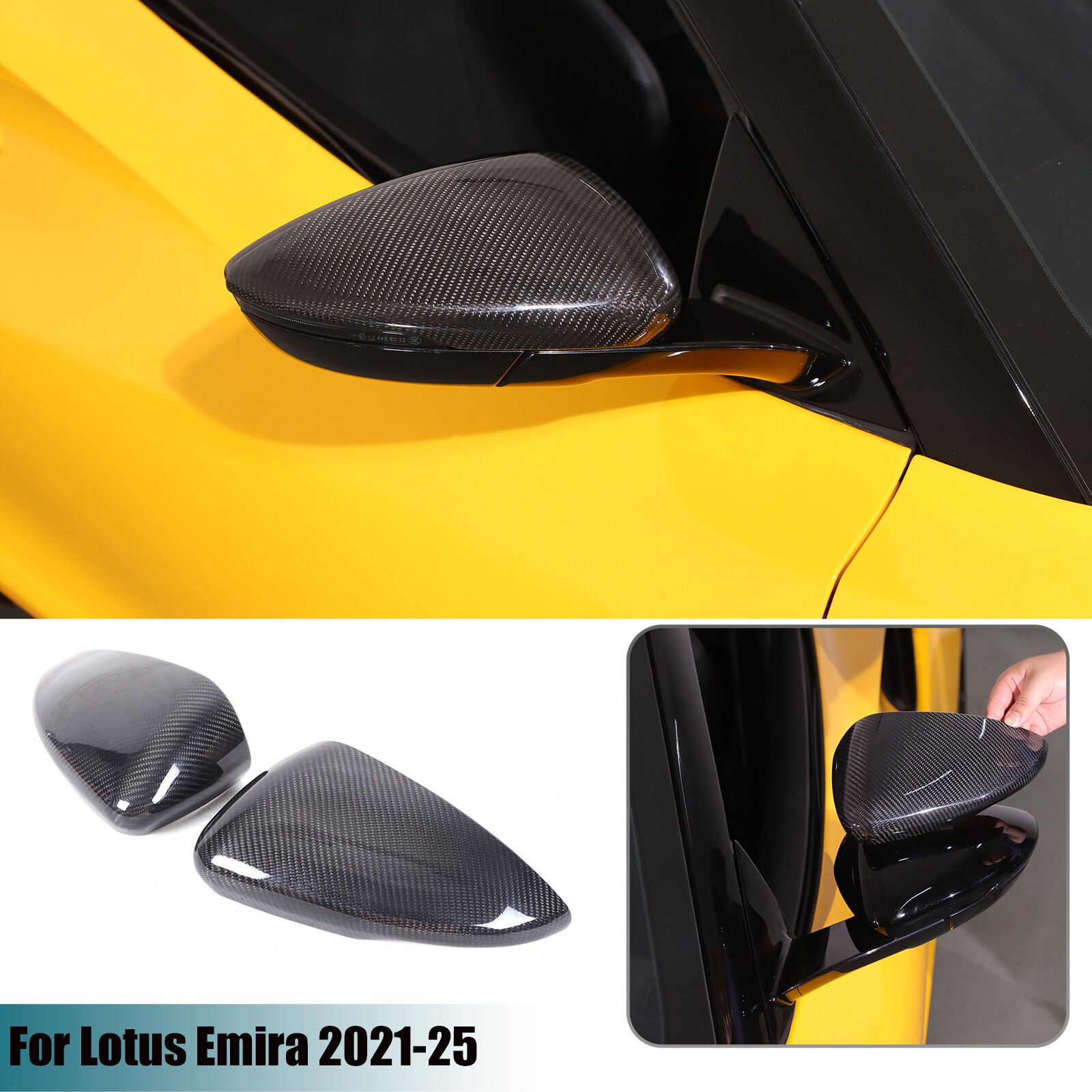 For Lotus Emira 2021-2025 Real Carbon Fiber Side Rear Mirror Cover Caps For Lotus Emira 2021-2025 Real Carbon Fiber Side Rear Mirror Cover Caps