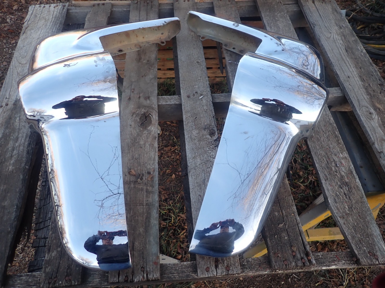 Pair Good Original 1958 Cadillac Front Bumper Upright Sections GM Pair Good Original 1958 Cadillac Front Bumper Upright Sections GM