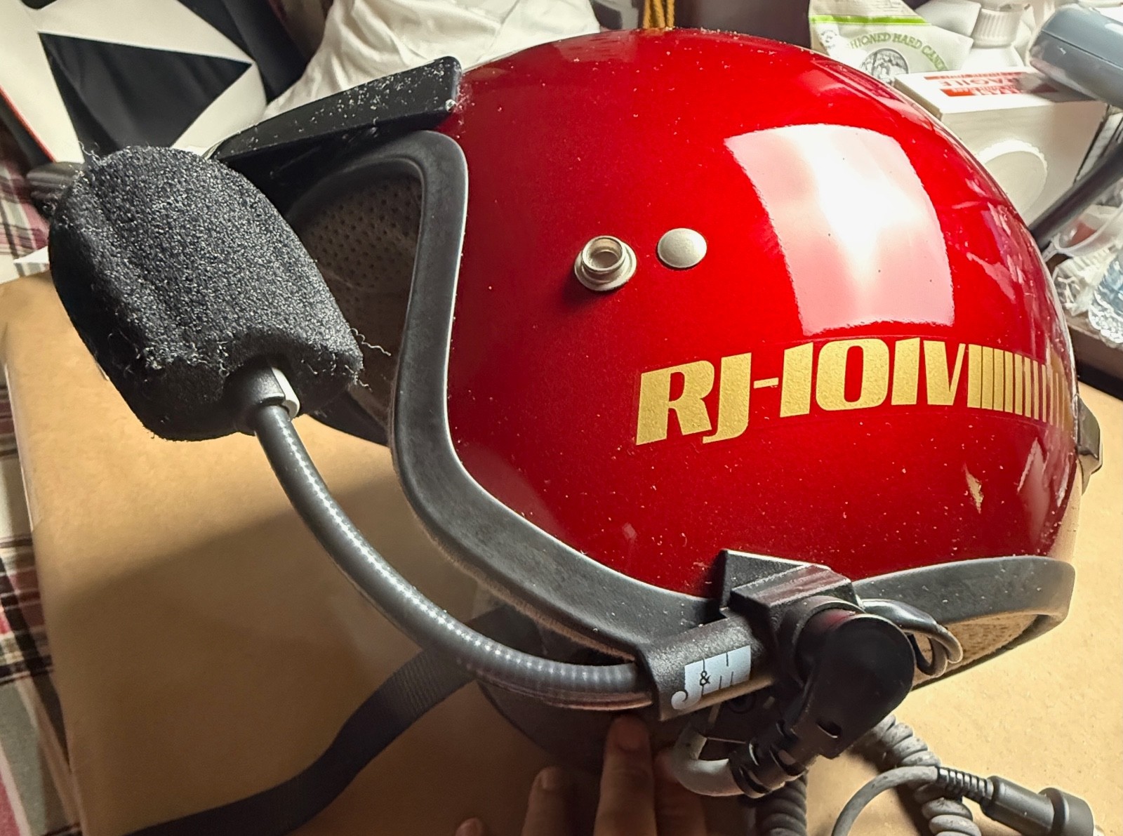 Vintage Shoei RJ-101V Red Open Face Helmet L Wired Headset Display Parts Only