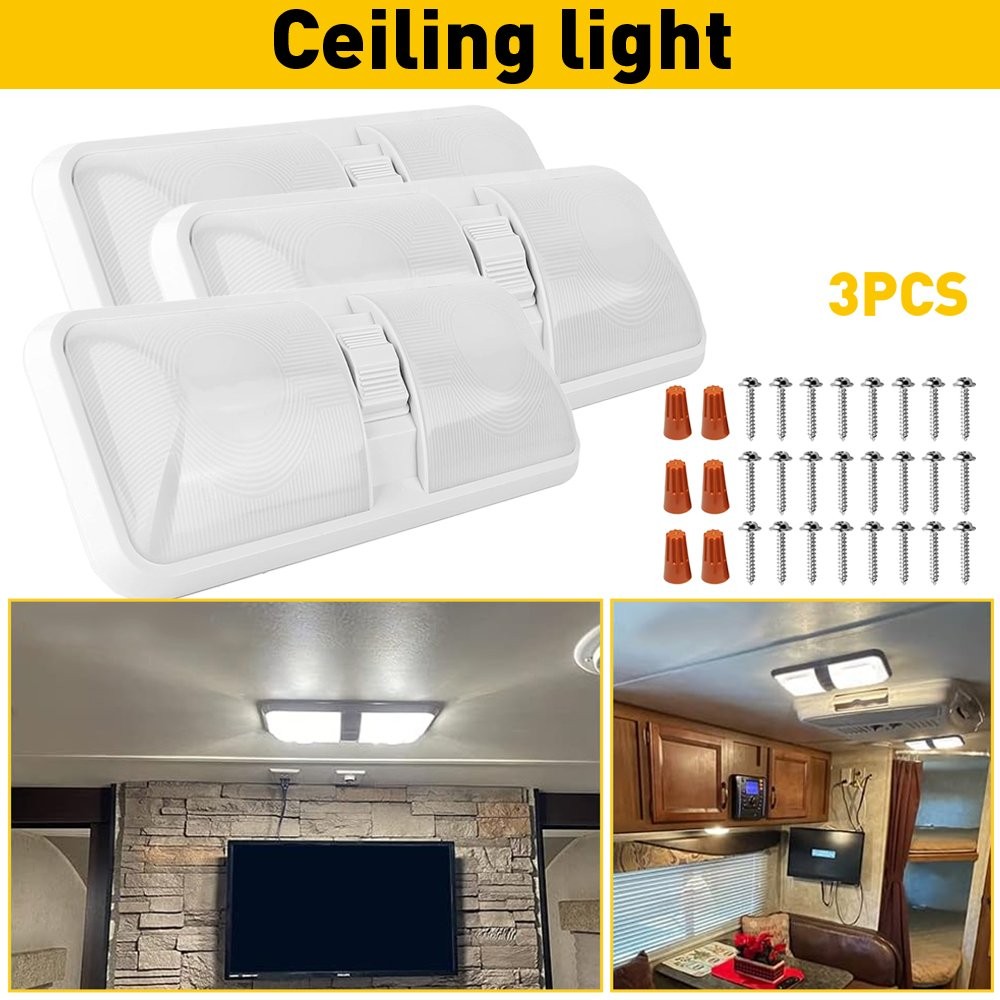 3pcs 48LED Car Dome Interior Roof Lamp Ceiling Light 12V RV Camper Trailer Truck