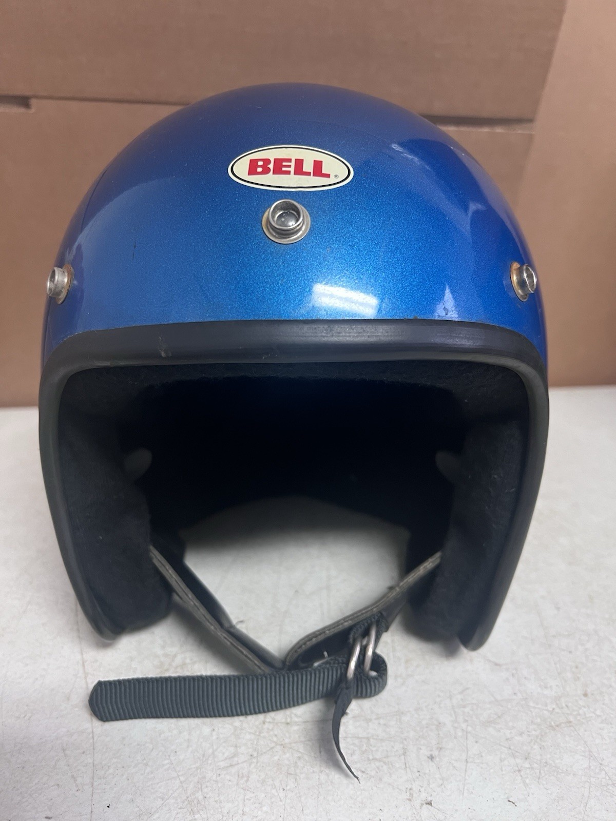 Vintage Bell R-T Motorcycle Helmet Blue 7 3/8 59cm USA DOT Snell Open Face