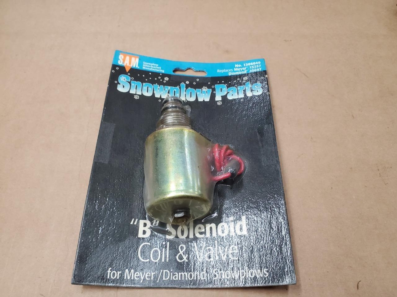 SAM 1306040 B Solenoid Assembly Valve and Coil Red Wire 15697 E47 E57 E60 Meyer