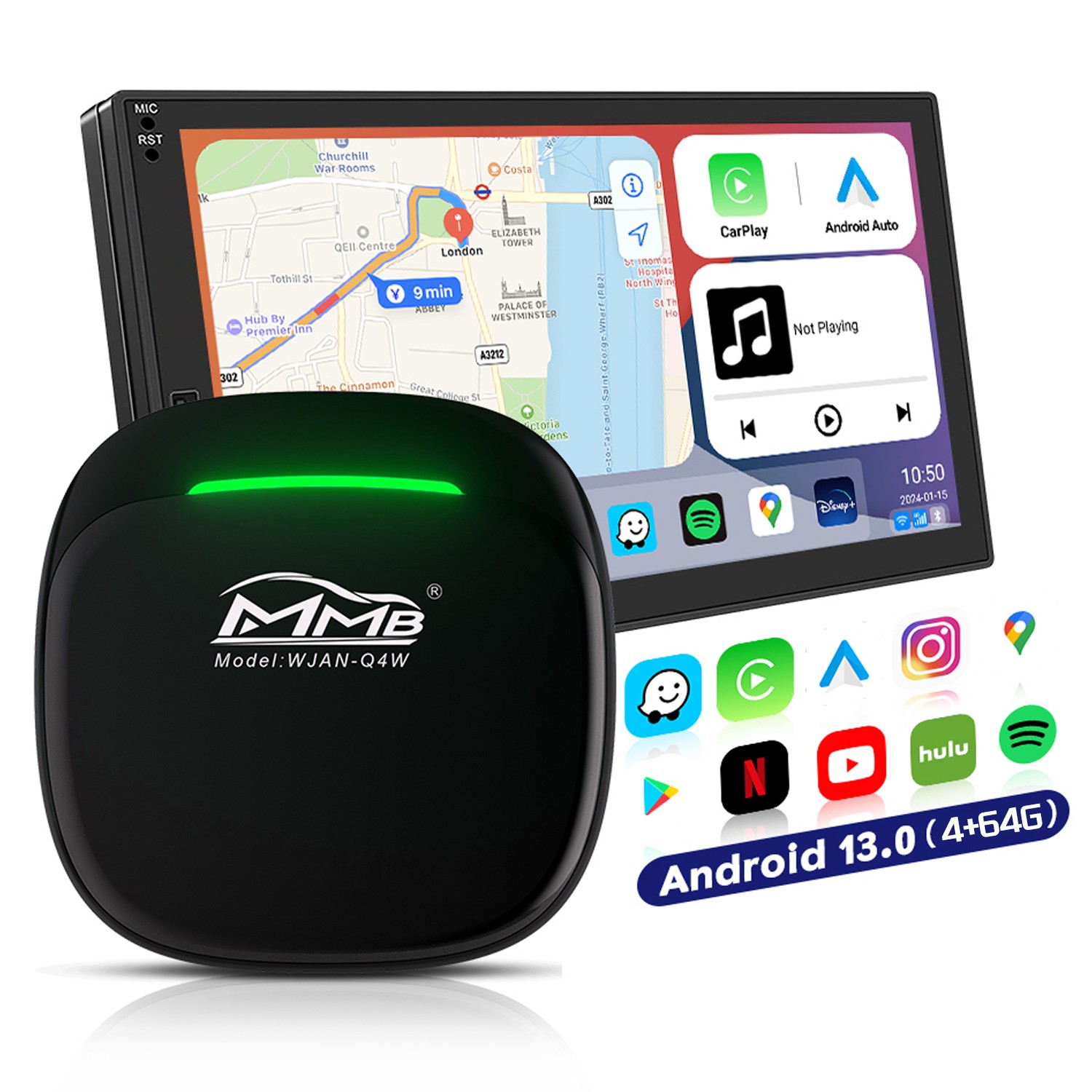 MMB MAX 5.0 CarPlay AI Box Android 13 Wireless CarPlay and Android Auto Adapter MMB MAX 5.0 CarPlay AI Box Android 13 Wireless CarPlay and Android Auto Adapter