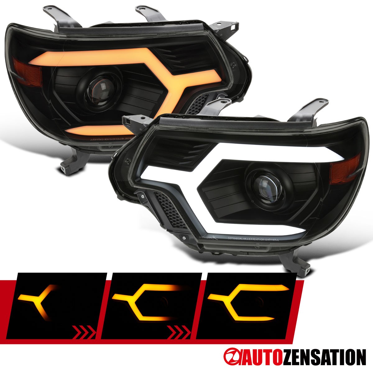 Smoke Fit 2012-2015 Toyota Tacoma Projector Headlights LED Sequential Signal Smoke Fit 2012-2015 Toyota Tacoma Projector Headlights LED Sequential Signal