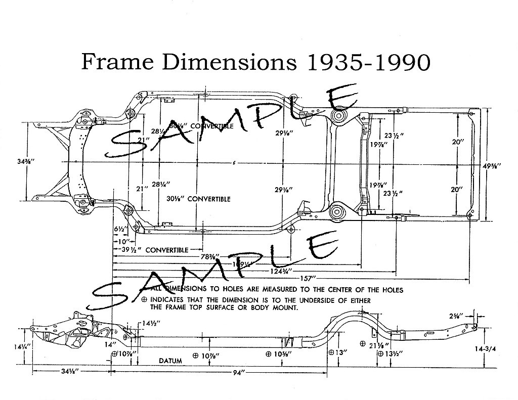 1965 Jaguar E Type  NOS Frame Dimensions