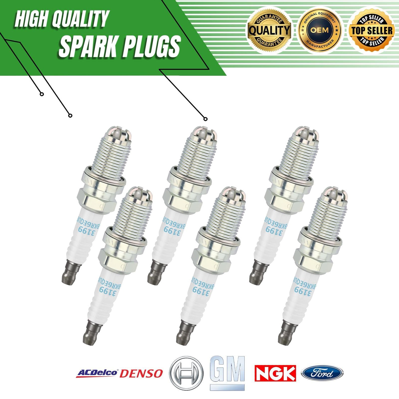6x Genuine NGK Spark Plugs Fit 2001-2004 Porsche Boxster 3.2L/ 2.7L H6 #BKR6EQUP