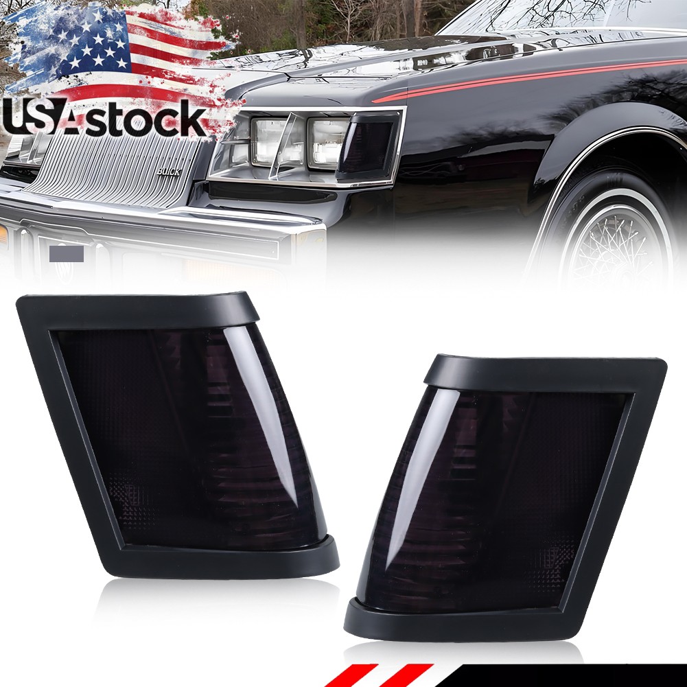 2PCS Smoked Lens Front Headlight Side Marker Lights For 1984-1987 Buick Regal