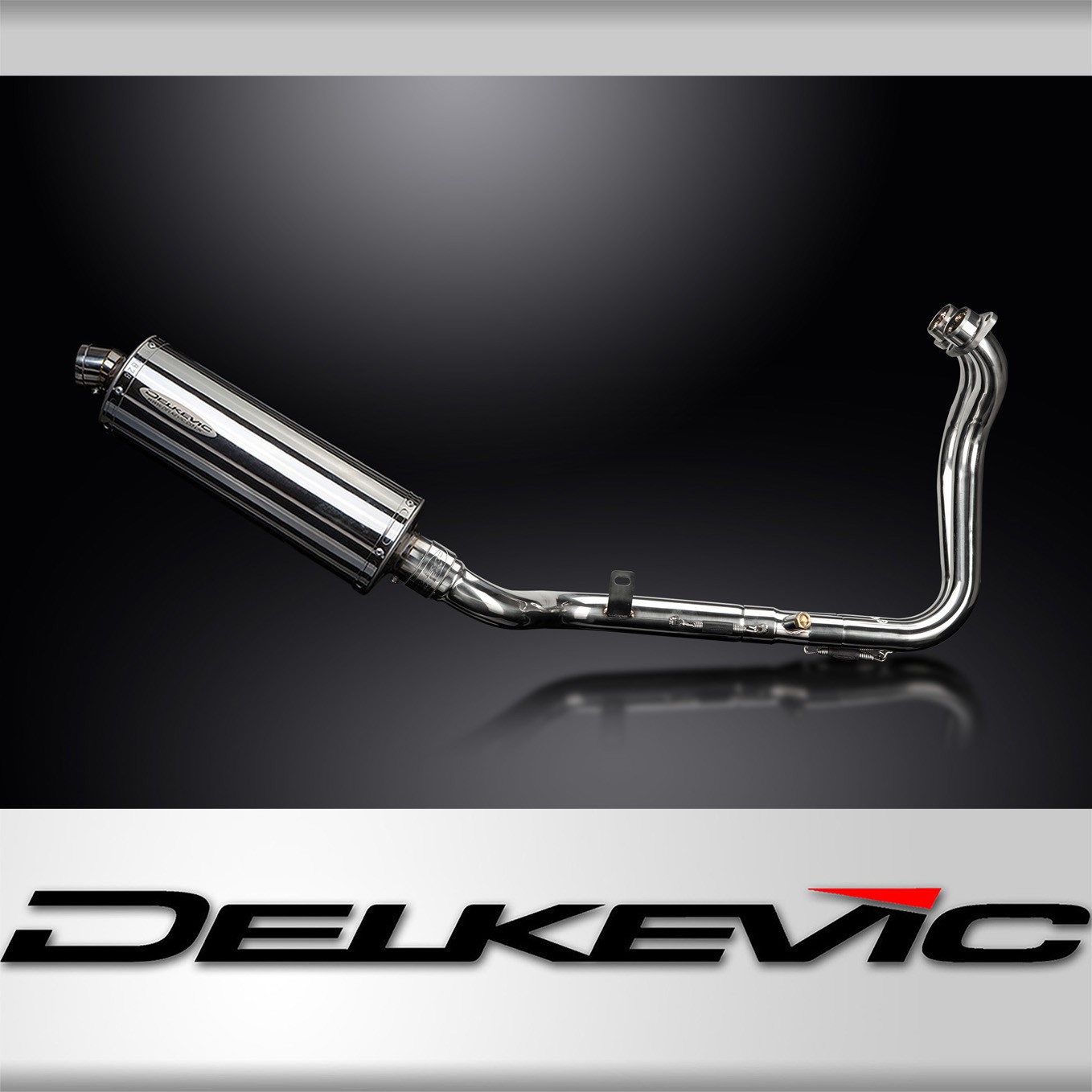 Delkevic Complete Exhaust with 14 Inch Oval Stainless Steel Muffler for GSX-8