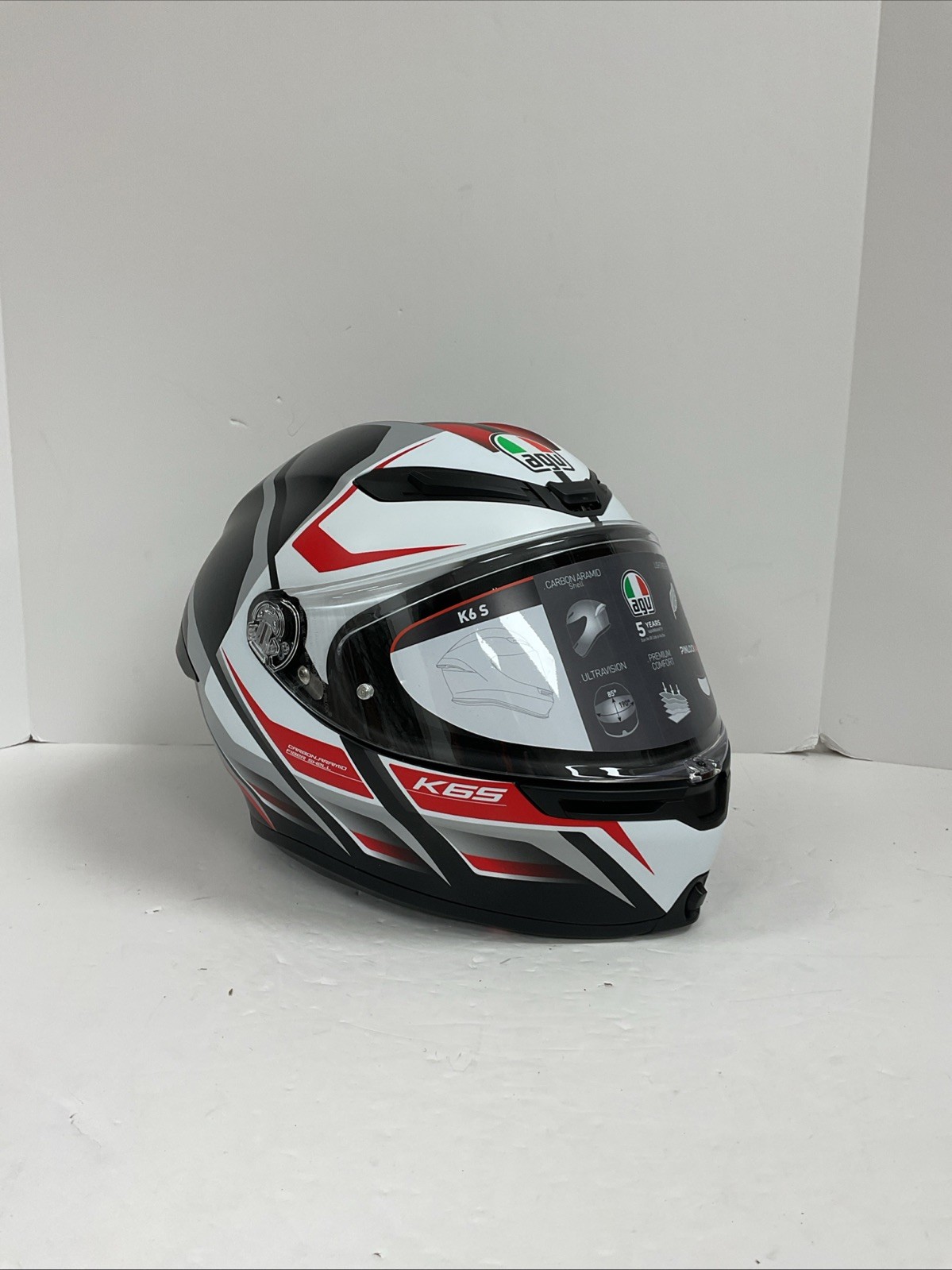AGV K6 S Karve Helmet Black/White/Red - Large DAMAGED - READ DESCRIPTION AGV K6 S Karve Helmet Black/White/Red - Large DAMAGED - READ DESCRIPTION