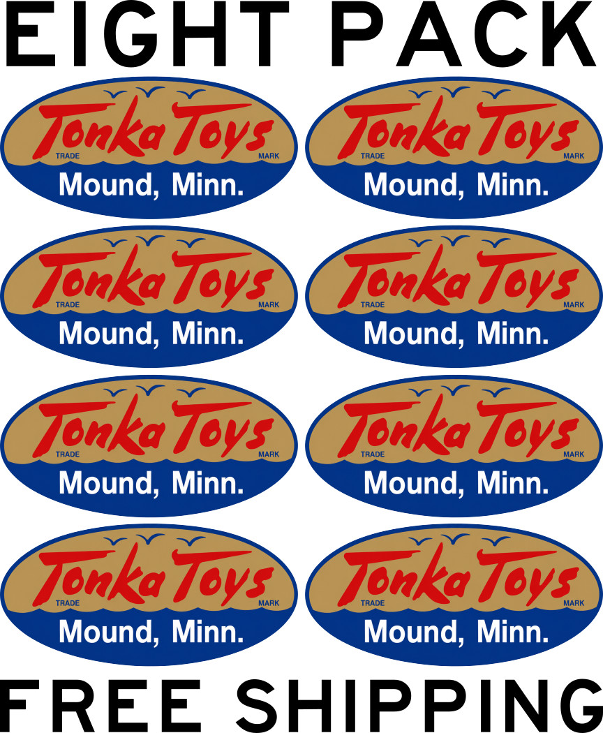 EIGHT PACK TONKA TRUCK LOGO STICKER 1956 To 1957 OVAL VINYL DECAL EIGHT PACK TONKA TRUCK LOGO STICKER 1956 To 1957 OVAL VINYL DECAL