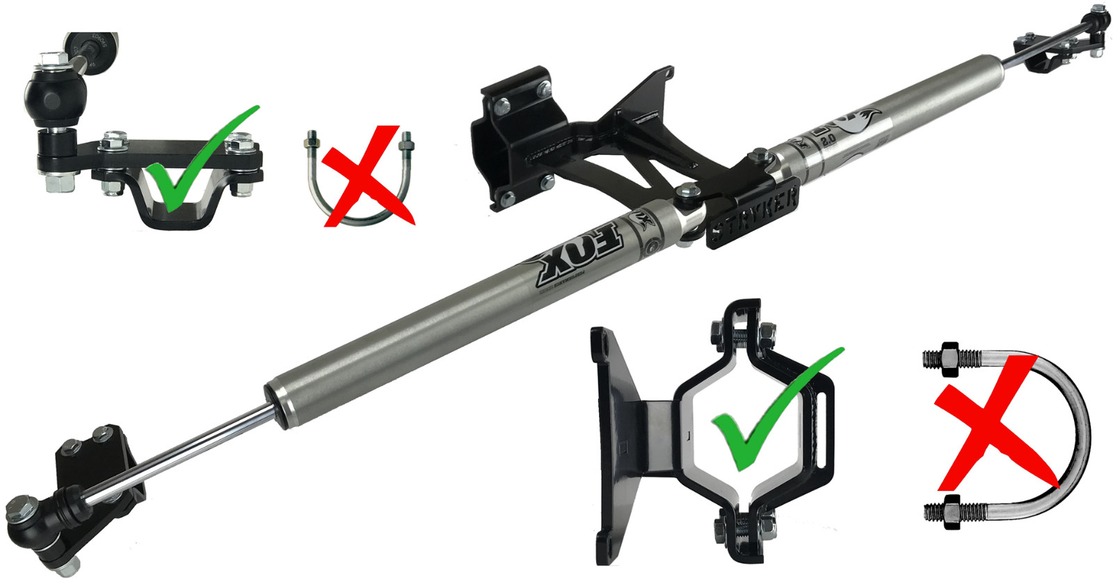 Fox 2.0 V1 Dual Steering Stabilizer for 2017-2026 Ford F450 F550 Super Duty 4WD