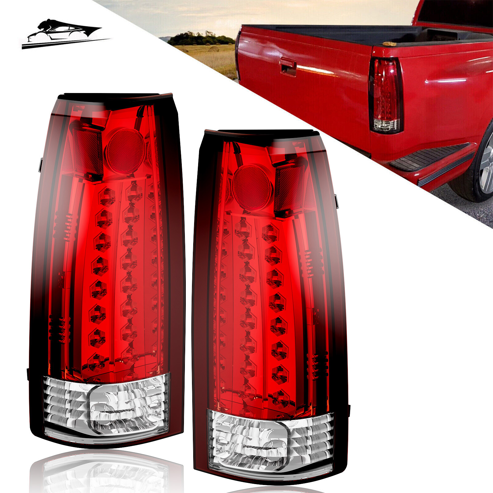 For 1988-1998 Chevy Silverado Suburban GMC C/K 1500 2500 LED Tail Lights Lamps