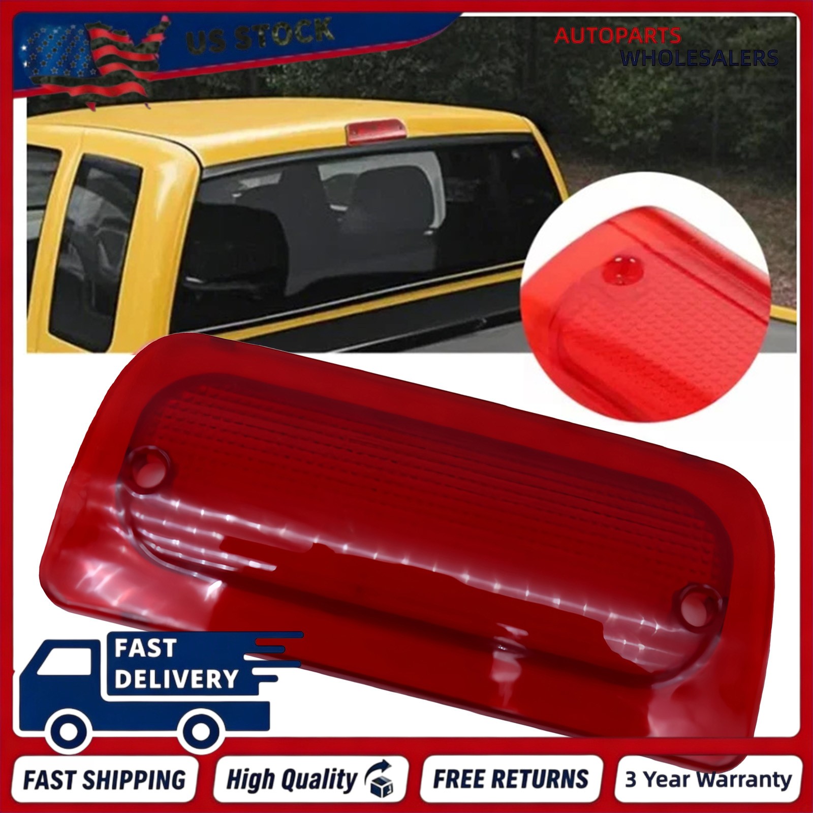 For 1994-2004 Chevy S-10 GMC Sonoma Extended Cab 3rd Brake Light Lens Red Cover For 1994-2004 Chevy S-10 GMC Sonoma Extended Cab 3rd Brake Light Lens Red Cover