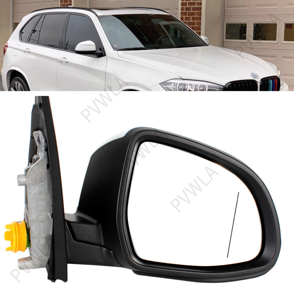 For BMW X5 F15 2014-2017 Right Side White Heated Blind Line Turn Light Mirror