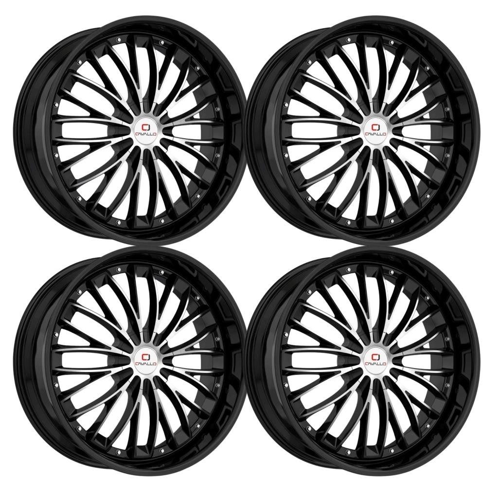 (Set-4) Cavallo CLV-42 18x8 4x100/4x114.3 35mm Black Machined wheels rims 18