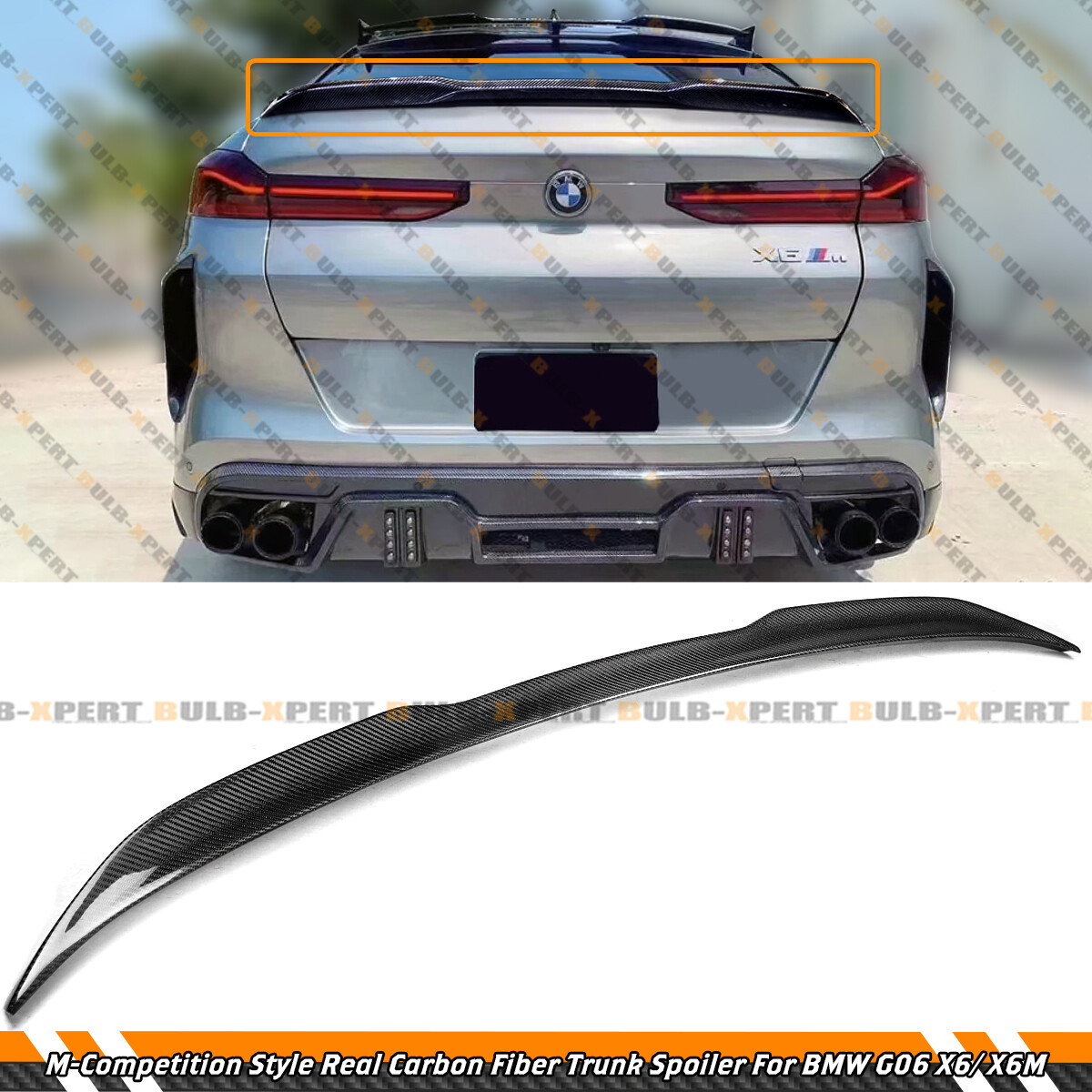 For 2020-2025 BMW G06 X6 X6M M Competition Style Carbon Fiber Trunk Spoiler Wing