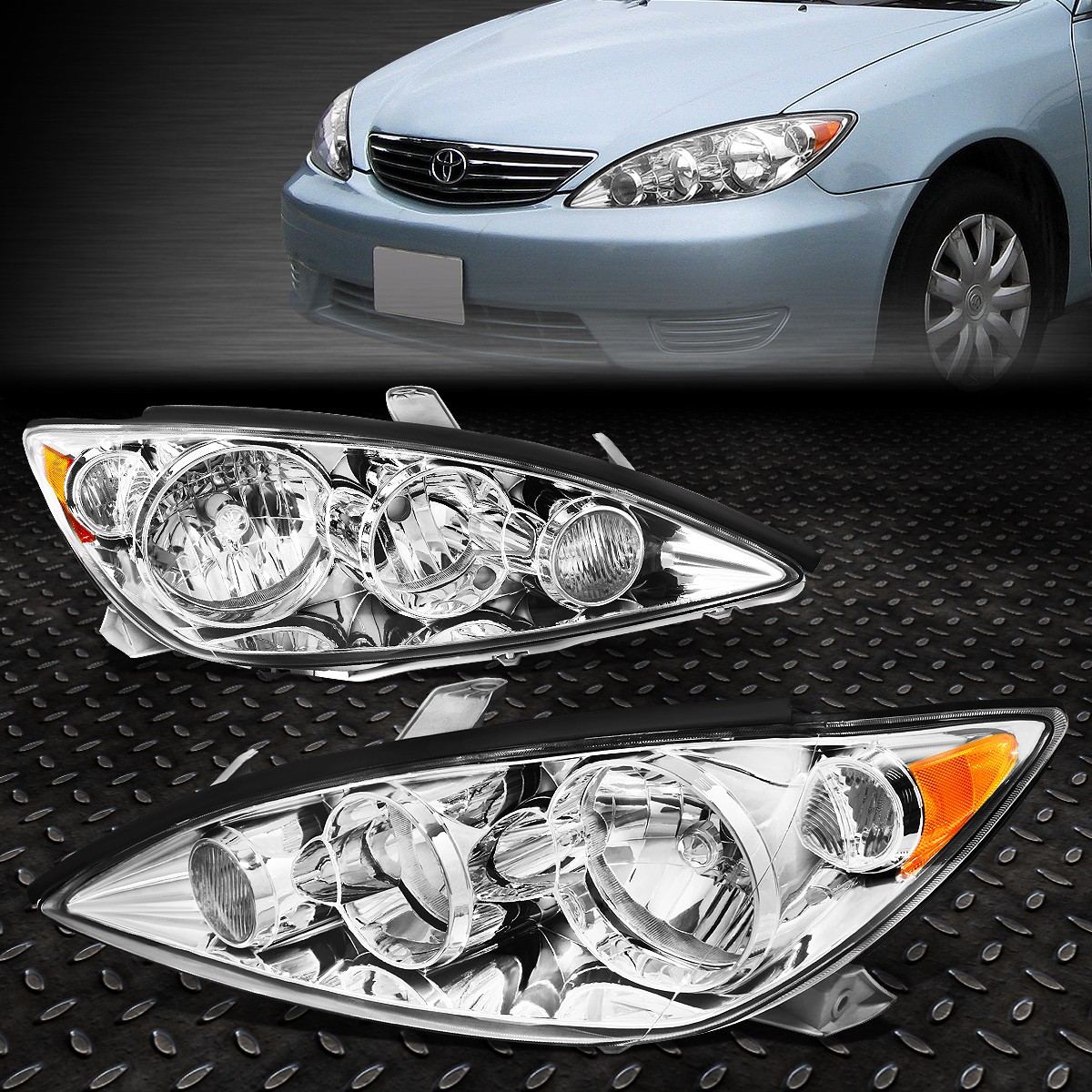 FOR 05-06 TOYOTA CAMRY FACTORY STYLE CHROME HOUSING AMBER CORNER HEADLIGHT LAMPS