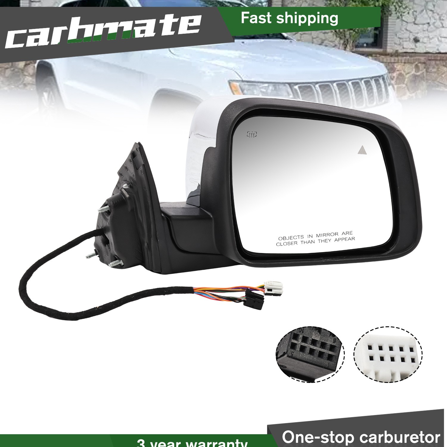 For 2011-22 Jeep Grand Cherokee Passenger Side Manual Fold Mirror w/ Blind Spot For 2011-22 Jeep Grand Cherokee Passenger Side Manual Fold Mirror w/ Blind Spot